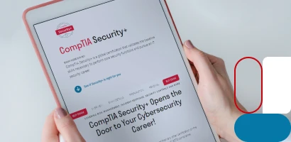 Comptia Security + on a tablet screen